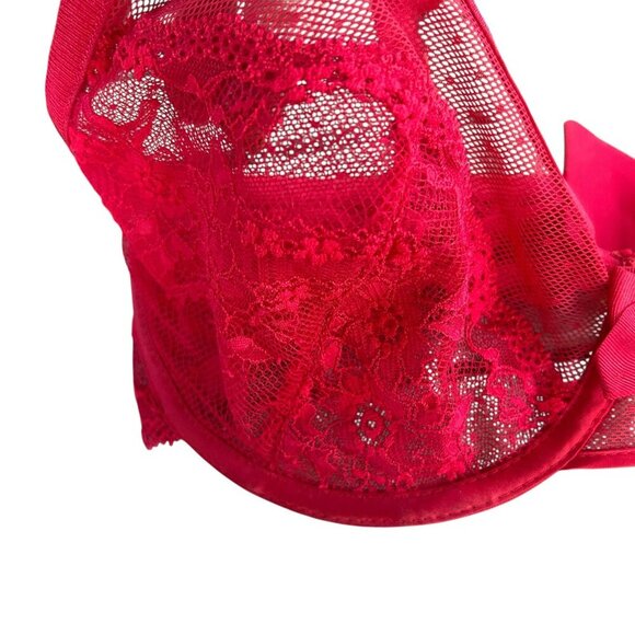 Chantelle Idole Red Lace Balconette Bra 34DD - Picture 3 of 8